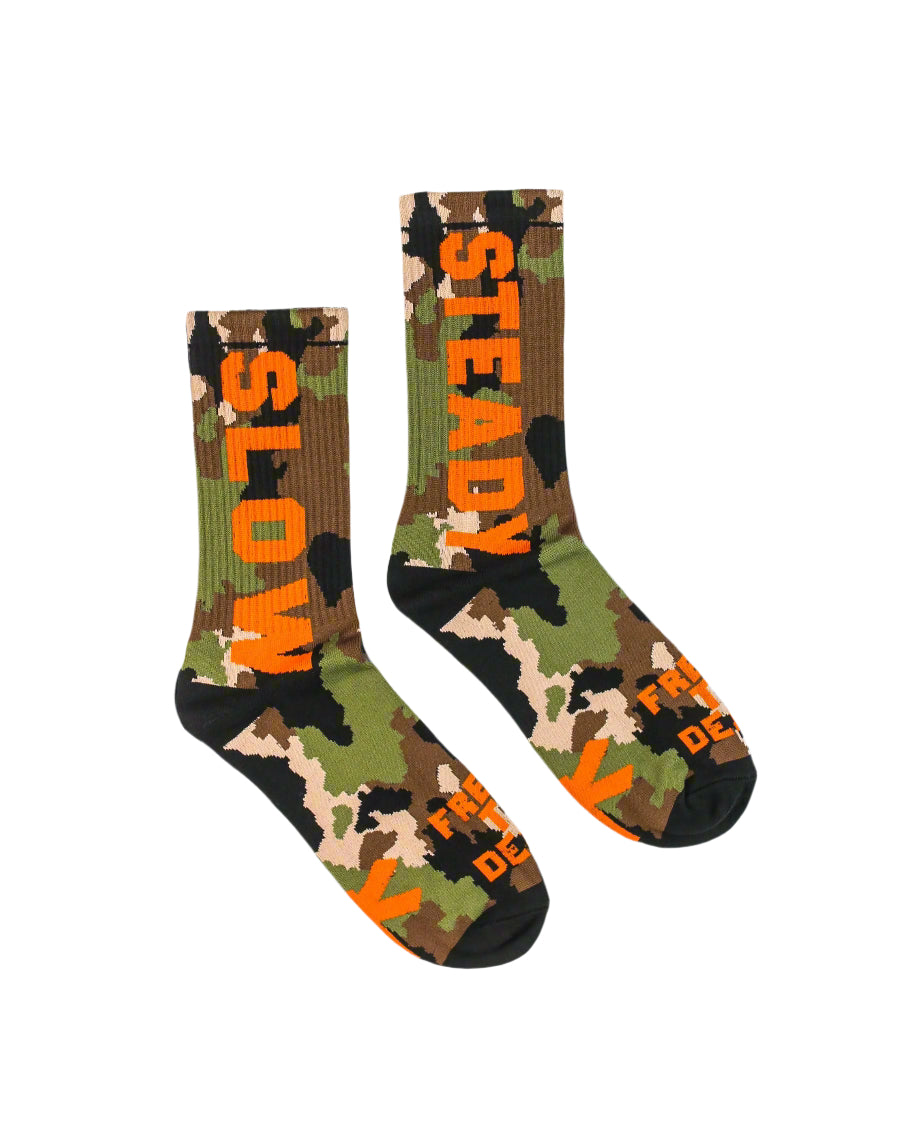 "SLOW AND STEADY" CAMO CREW SOCKS