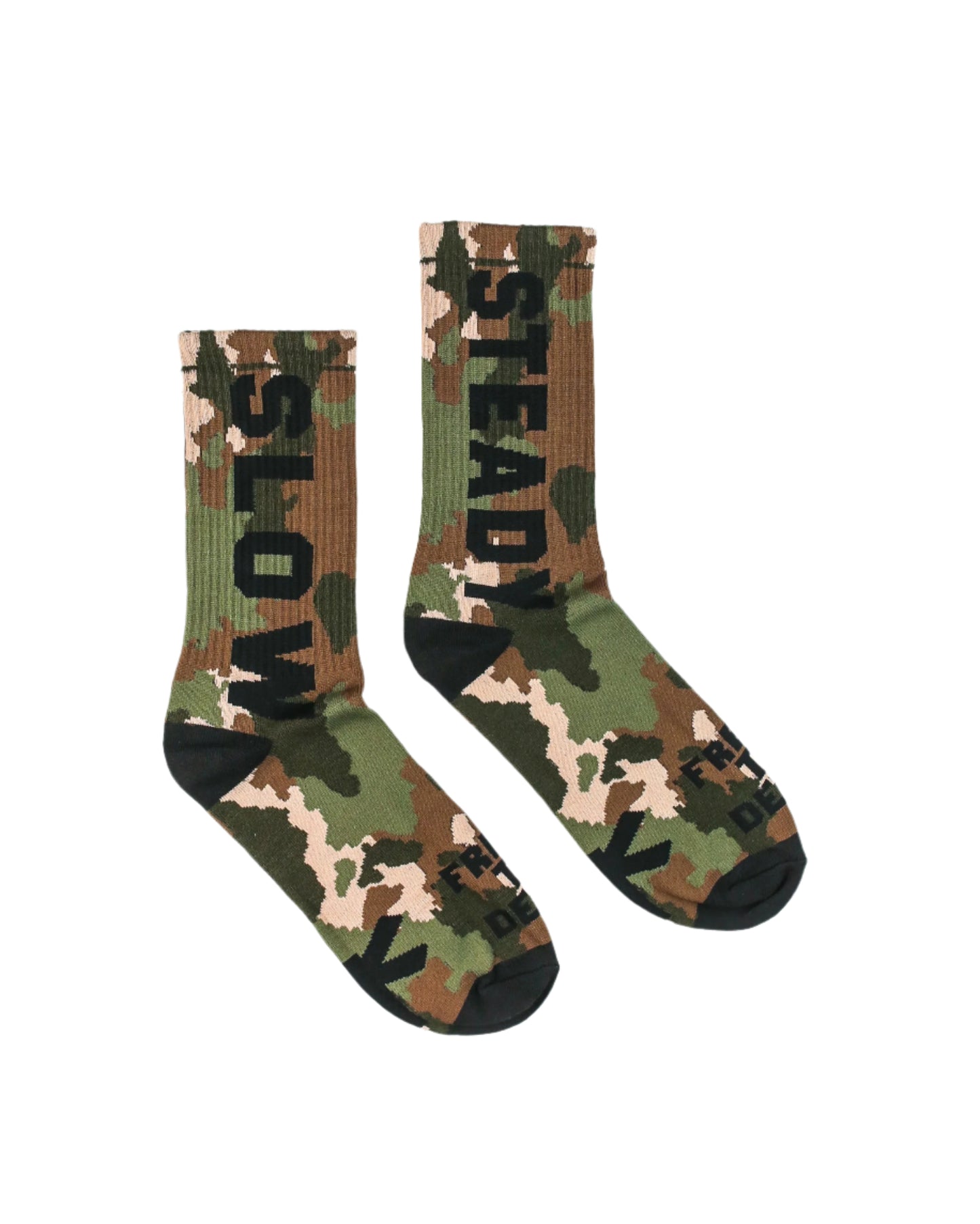 "SLOW AND STEADY" CAMO CREW SOCKS