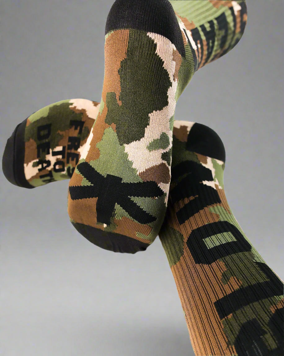 "SLOW AND STEADY" CAMO CREW SOCKS