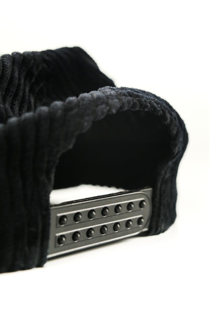"TAGGIN'" 5 PANEL CORD CAP BLACK