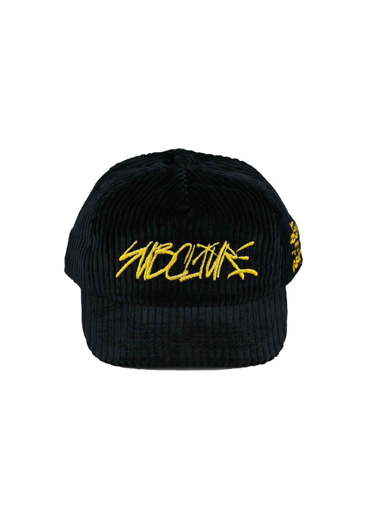 "TAGGIN'" 5 PANEL CORD CAP BLACK